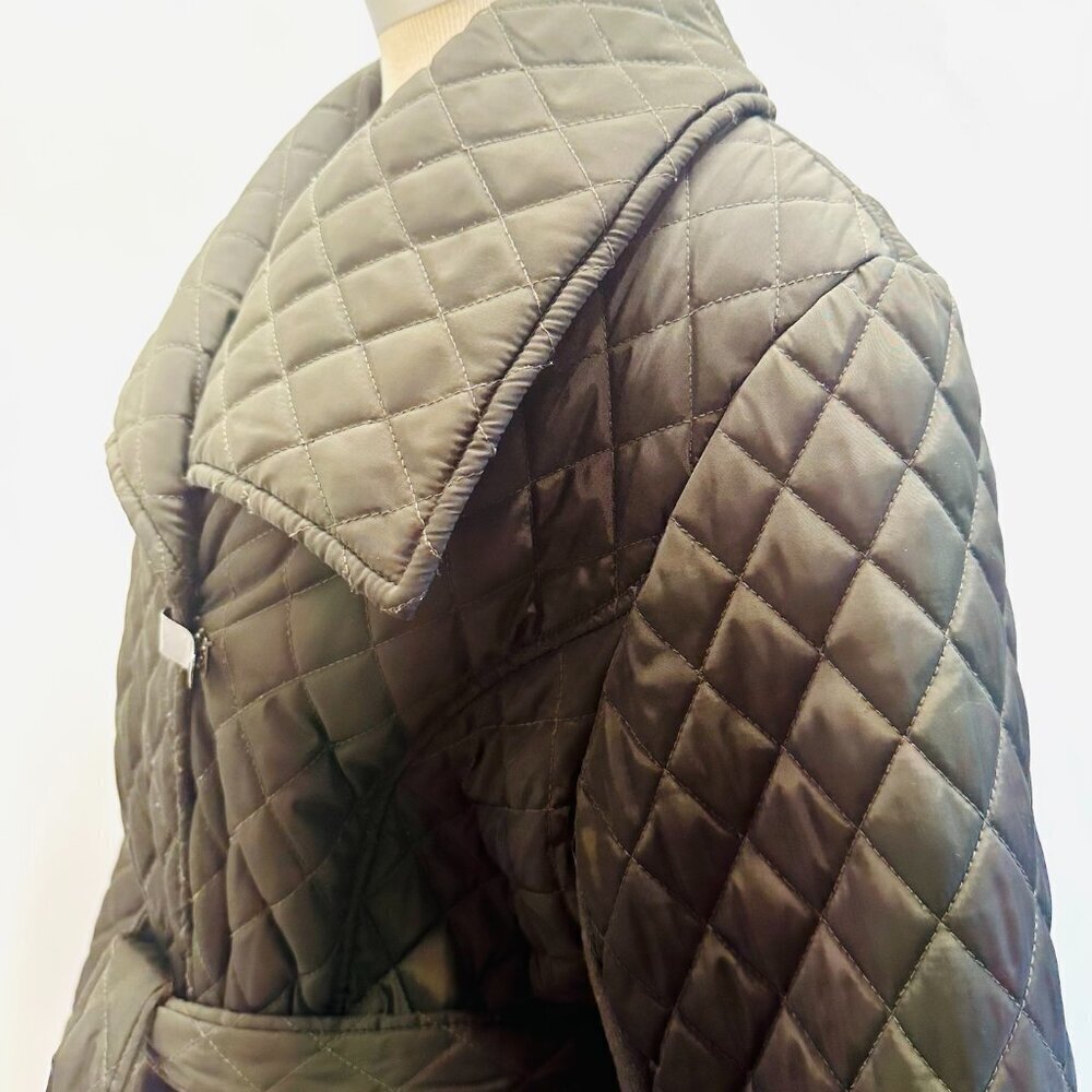WESTPORT Button Down Snap Button Tie at the Waist Green Quilted Jacket Size 1X - Picture 2 of 12